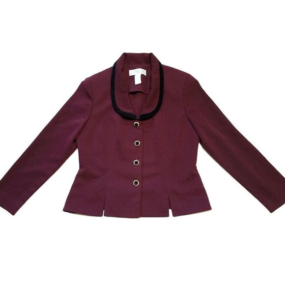 𝅺Vintage Maroon Pencil Skirt Jacket Jessica Howard - Picture 2 of 8